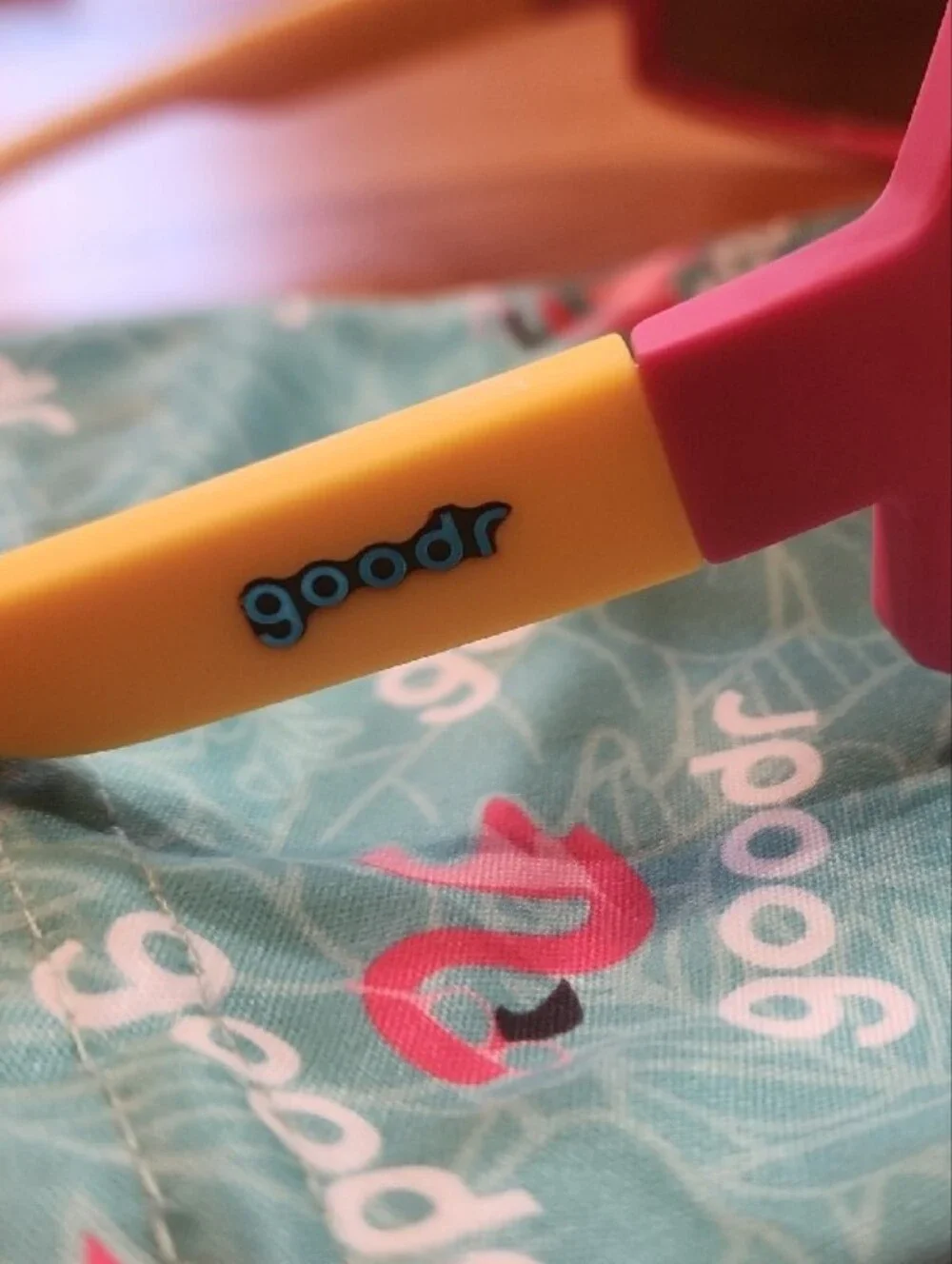 Goodr Women's Shield Sunglasses in Pink and Yellow